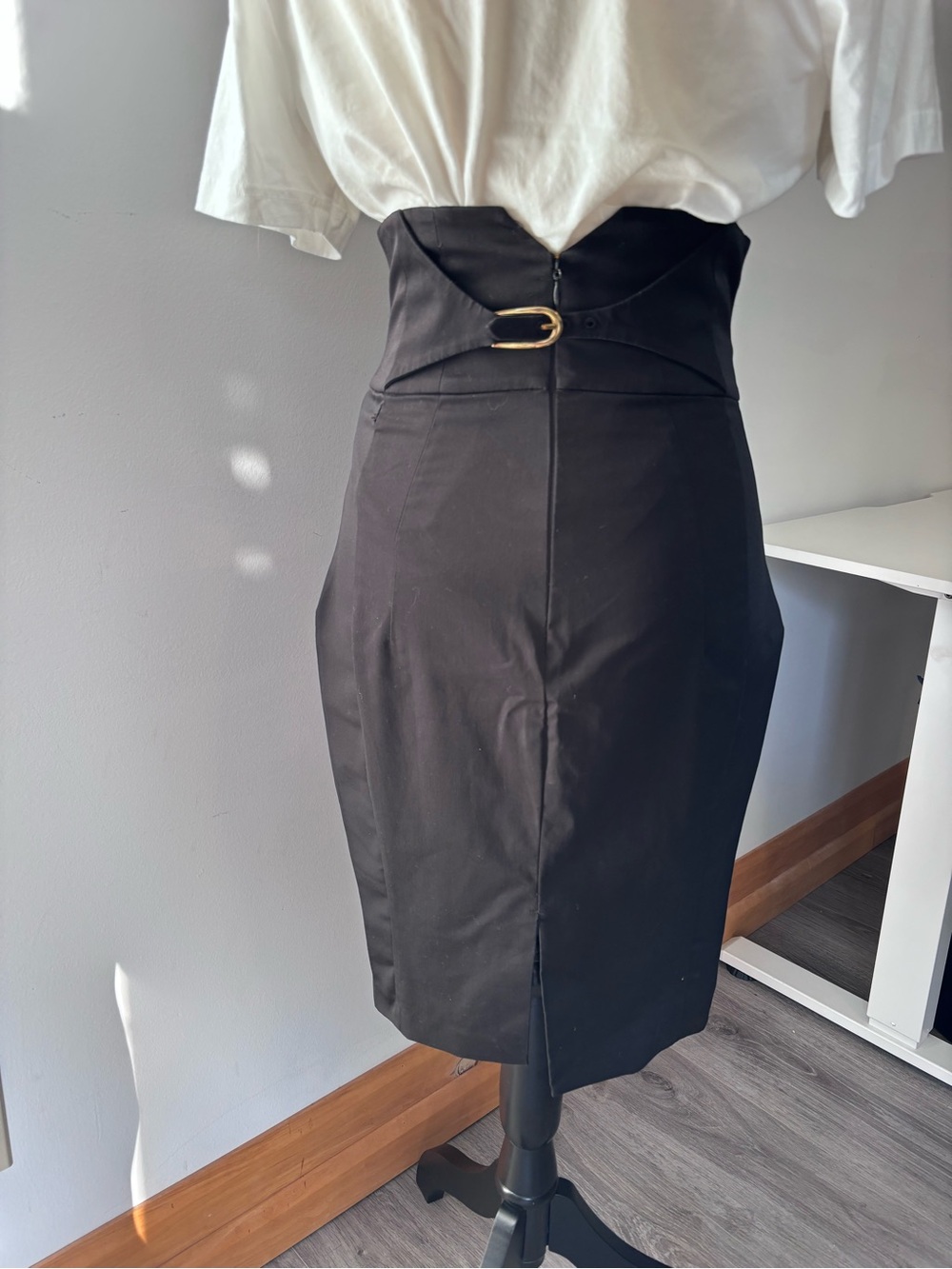 Vintage Miss Sixty Skirt Small Black Satin Corset High Waist Pencil Y2K